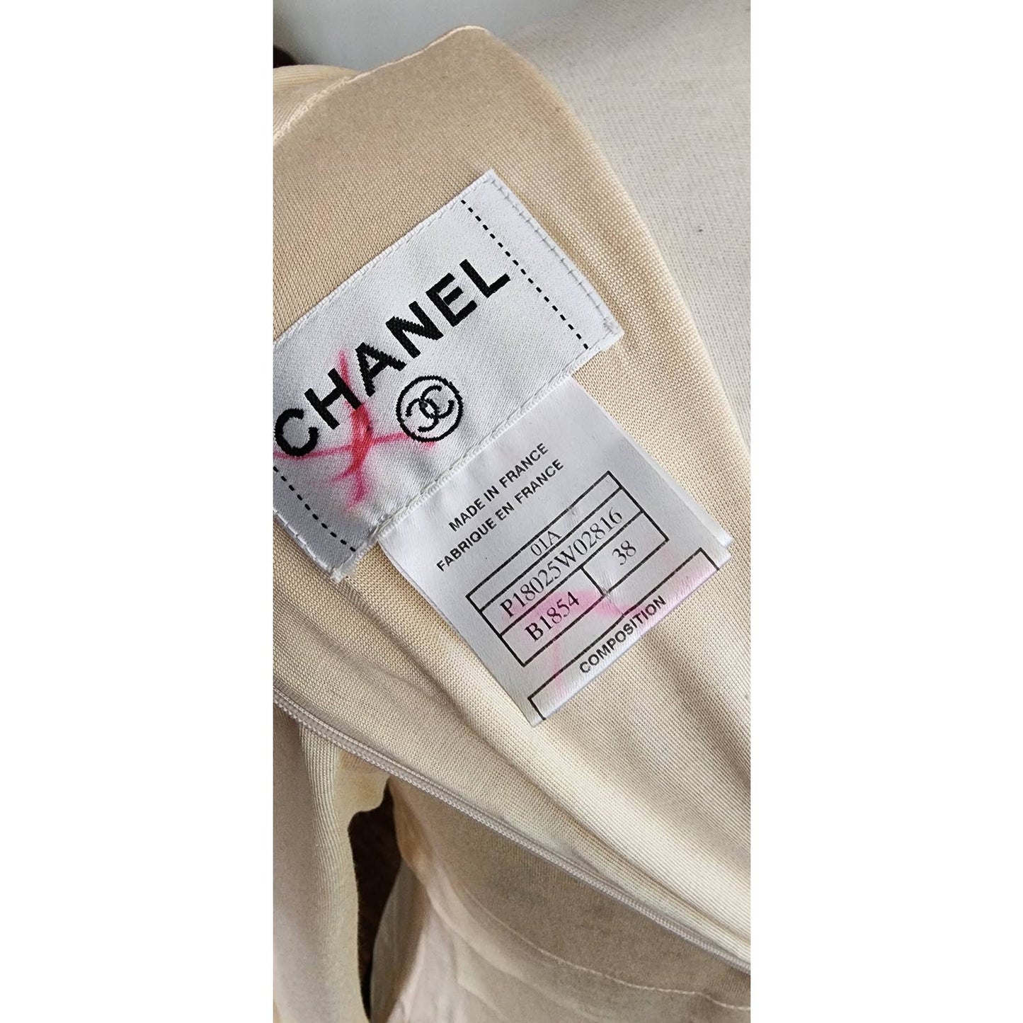 Vintage Y2K Chanel Dress Cream Black Pleated Long Sleeve