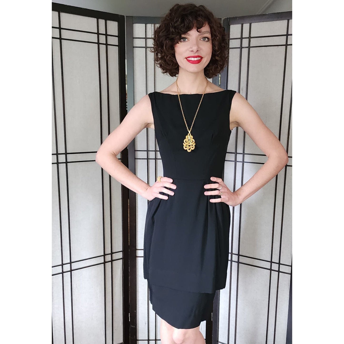 Vintage 60s Little Black Dress Sleeveless Rayon Crepe Saks Fifth Ave