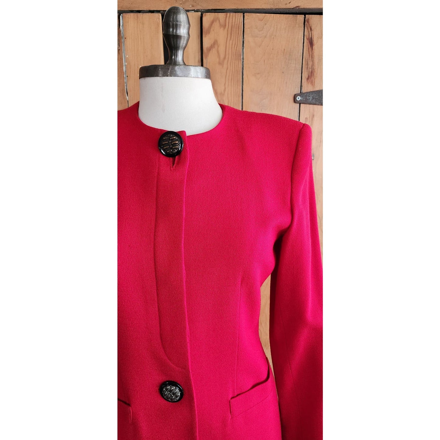 Vintage 80s Red Blazer by Kasper Single Button Closure