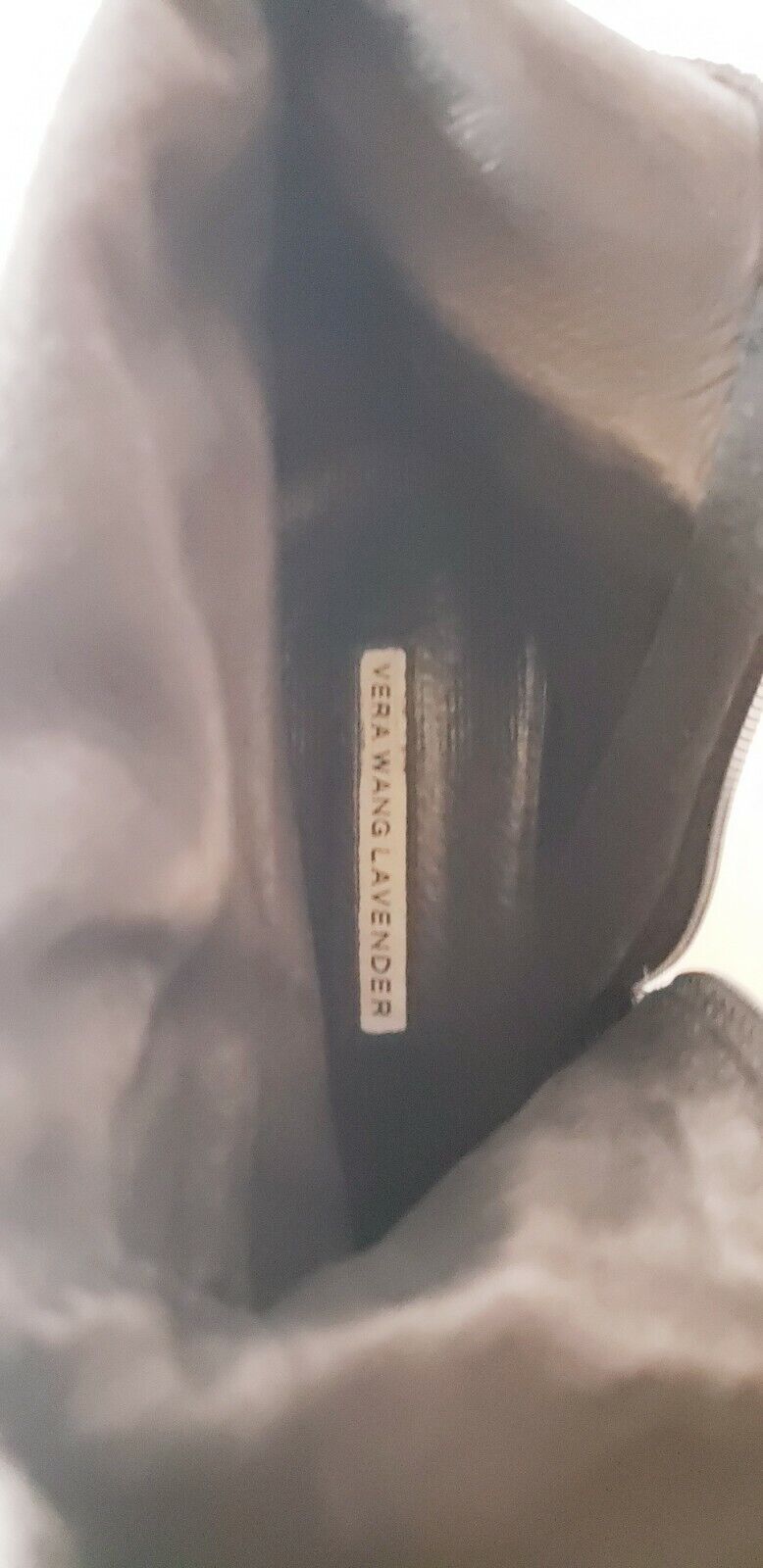 Vera Wang Lavender Black Leather Kippy Boots Buckle Straps Zipper 8 Mid Calf