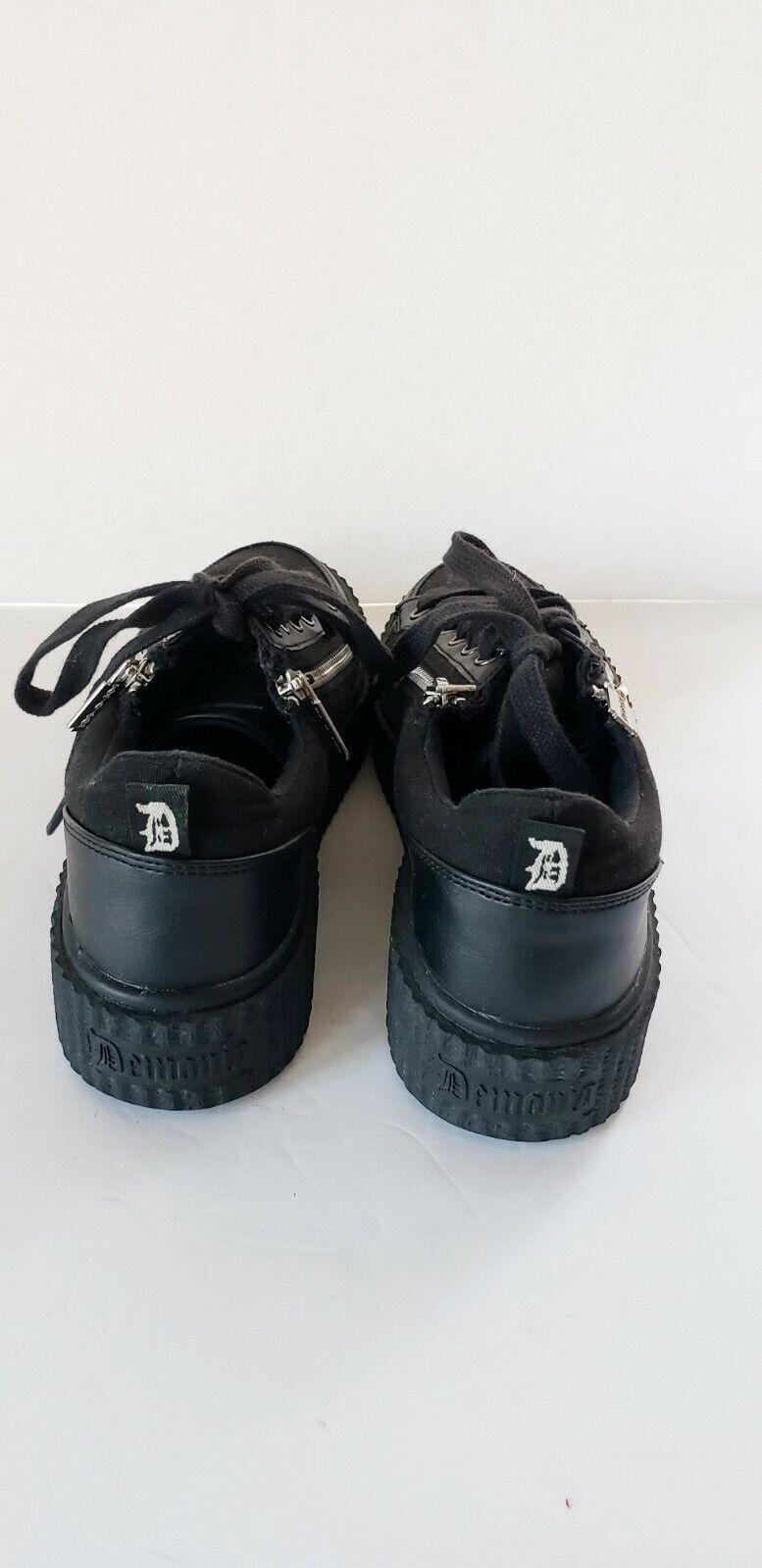 DEMONIA Razor Blade Zipper Sneakers Black Shoes Unisex Sneeker 105 Ladies 7