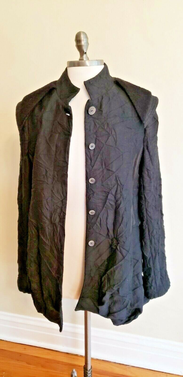 Umit Unal Jacket Black Avant Garde Designer Large Long Sleeved Button Down