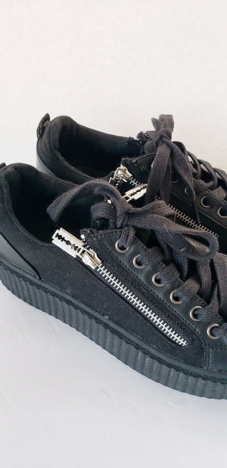 DEMONIA Razor Blade Zipper Sneakers Black Shoes Unisex Sneeker 105 Ladies 7
