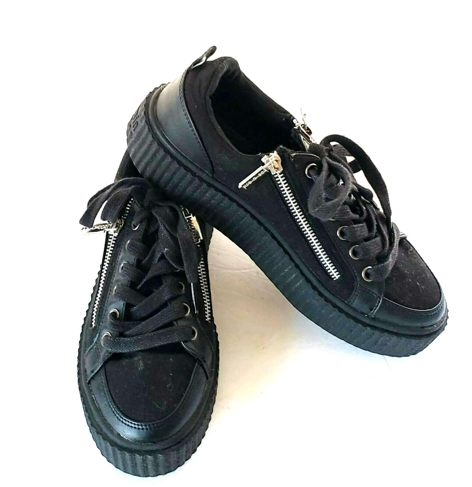 DEMONIA Razor Blade Zipper Sneakers Black Shoes Unisex Sneeker 105 Lad RareJule Vintage