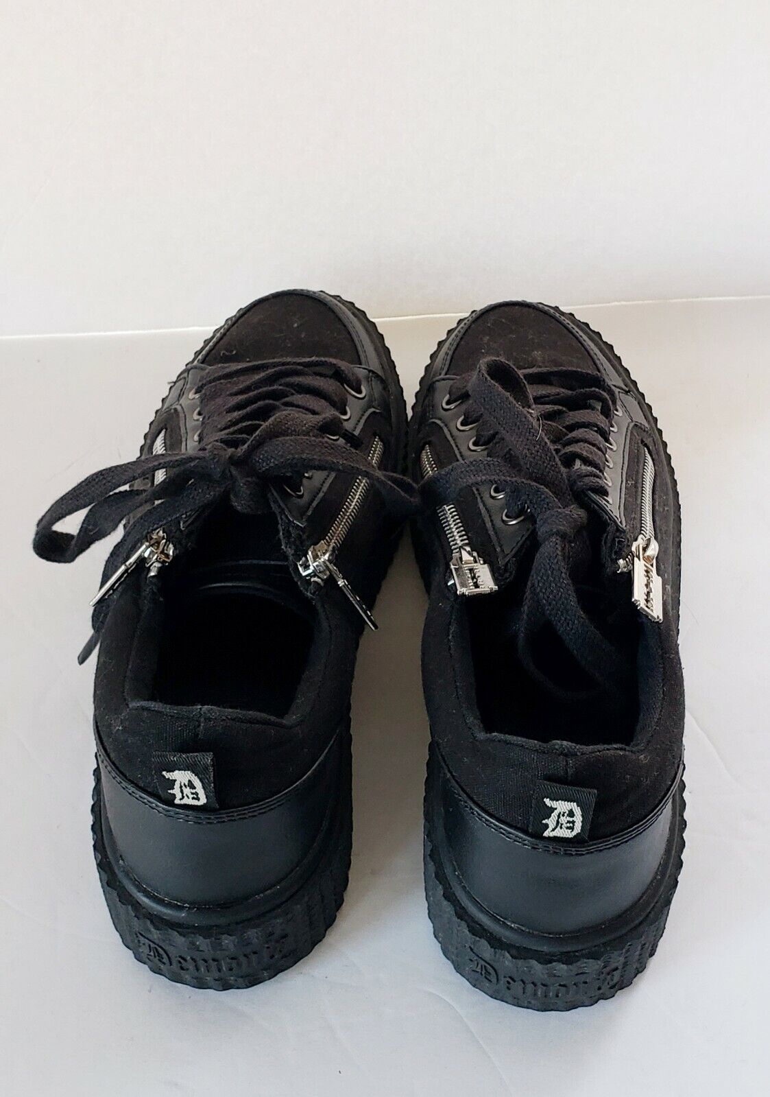DEMONIA Razor Blade Zipper Sneakers Black Shoes Unisex Sneeker 105 Ladies 7