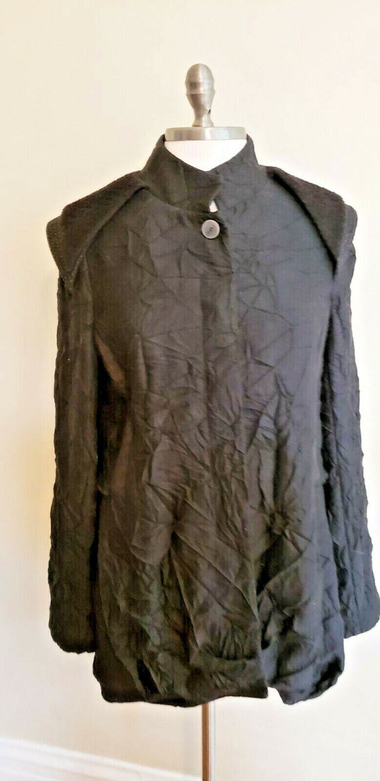 Umit Unal Jacket Black Avant Garde Designer Large Long Sleeved Button Down