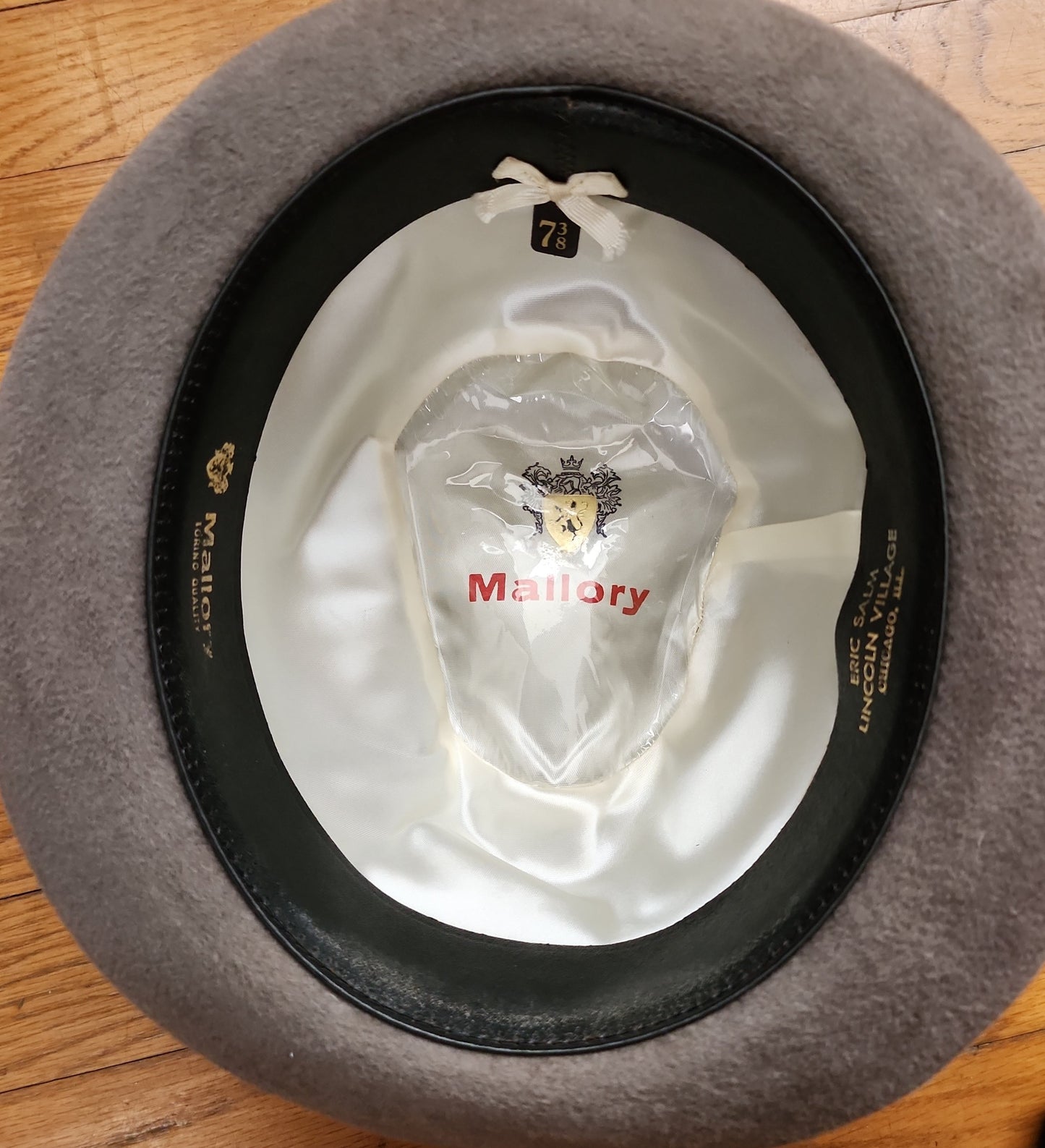 60s Mens Gray Fedora w/Feather in Brushed Wool by Mallory