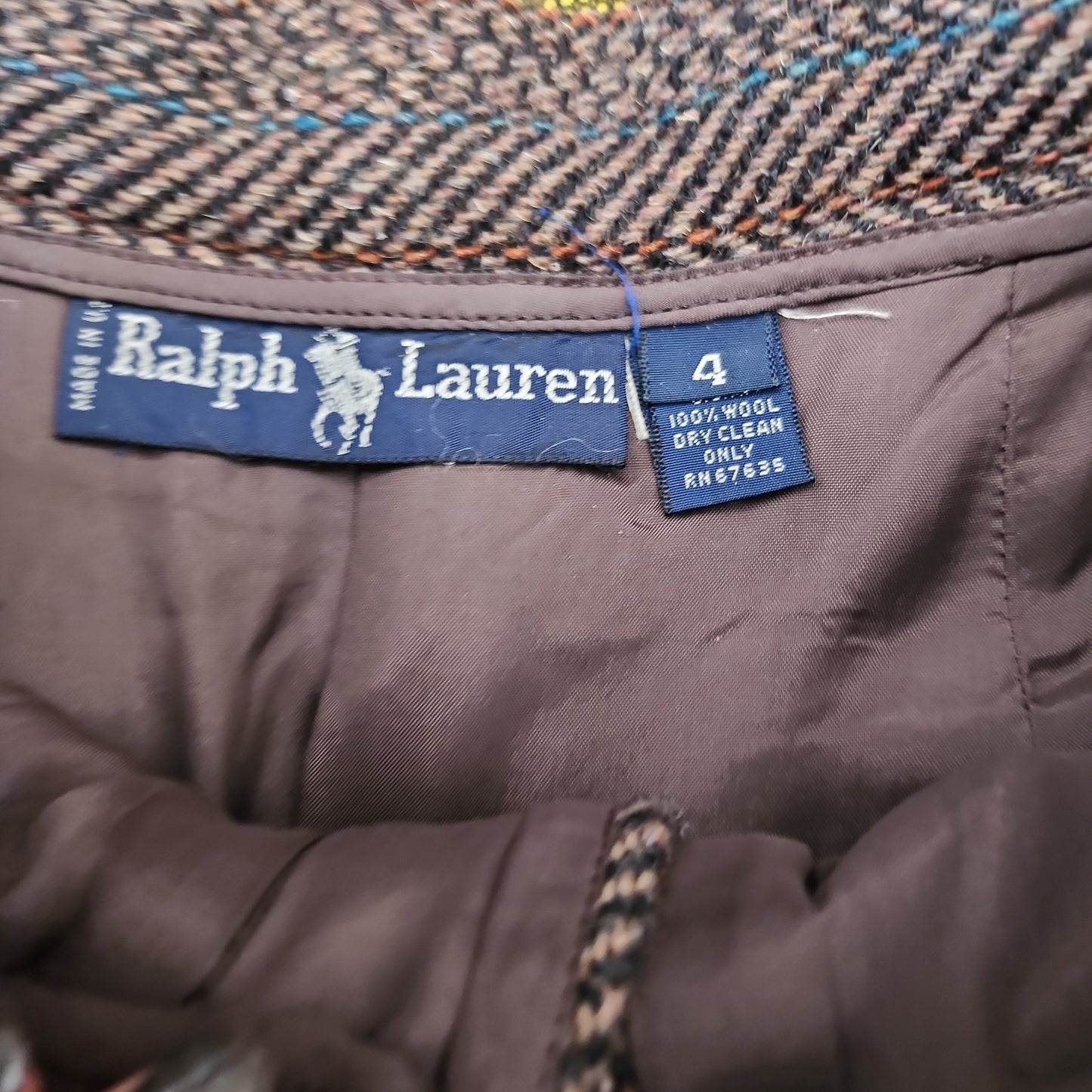 70s Ralph Lauren Wool Tweed Long Skirt in Brown, Small
