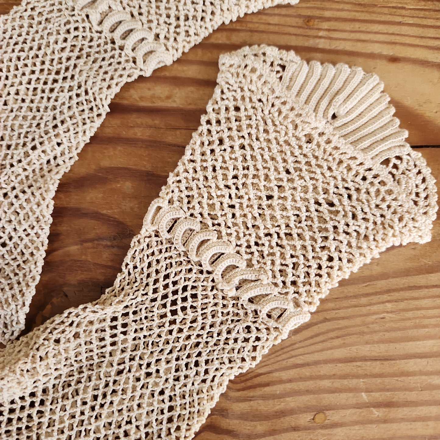 Edwardian Gloves in Cream Crochet, Handknit in Cotton