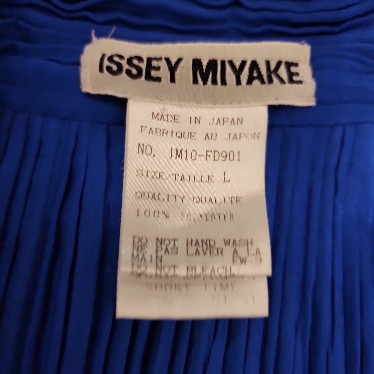 1980s Issey Miyake Hip Length Jacket in Pleated Blue Silk