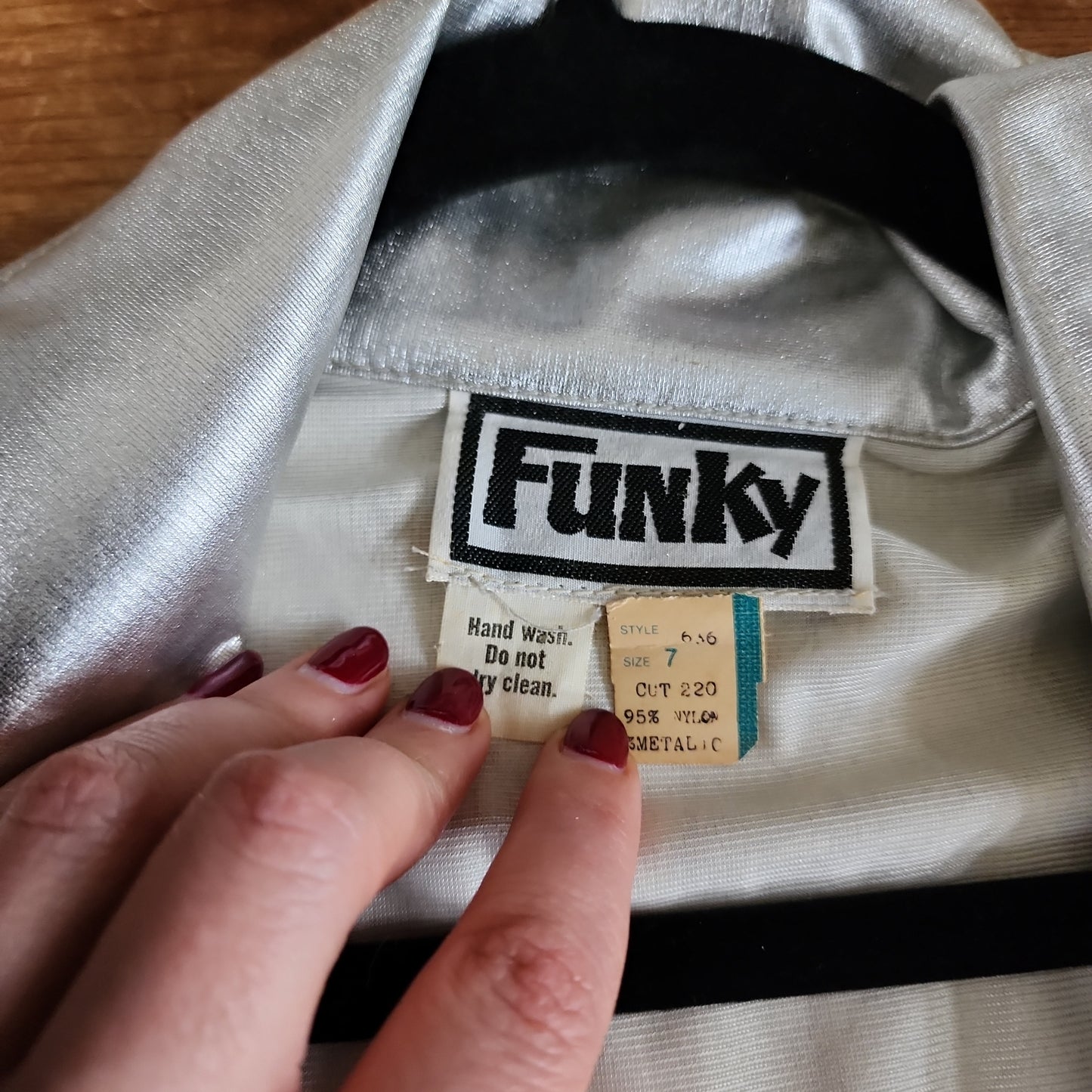 Original 70s Silver Jumpsuit Space Age Disco Dancer/ Zip Front w/Belt, by Funky / S