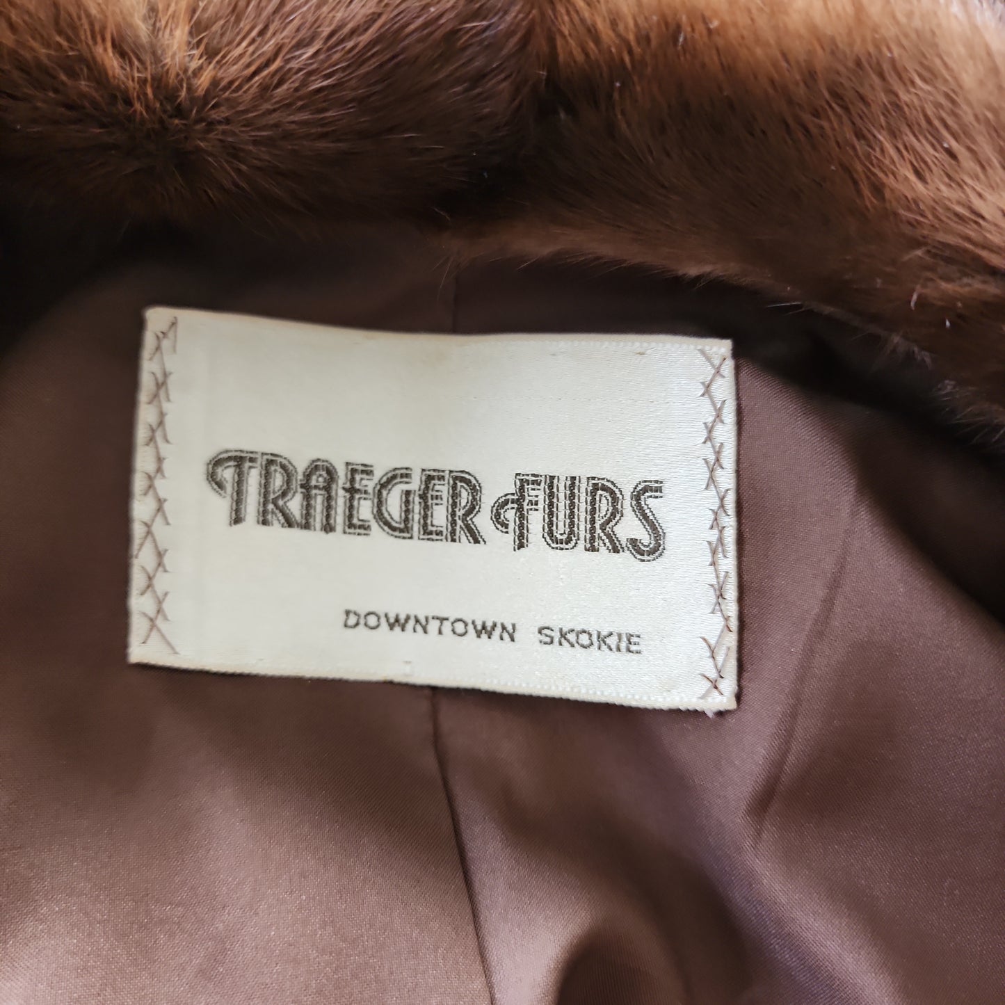 90s Brown Mink Fur Stroller Coat, Hooded & Swing Style / S