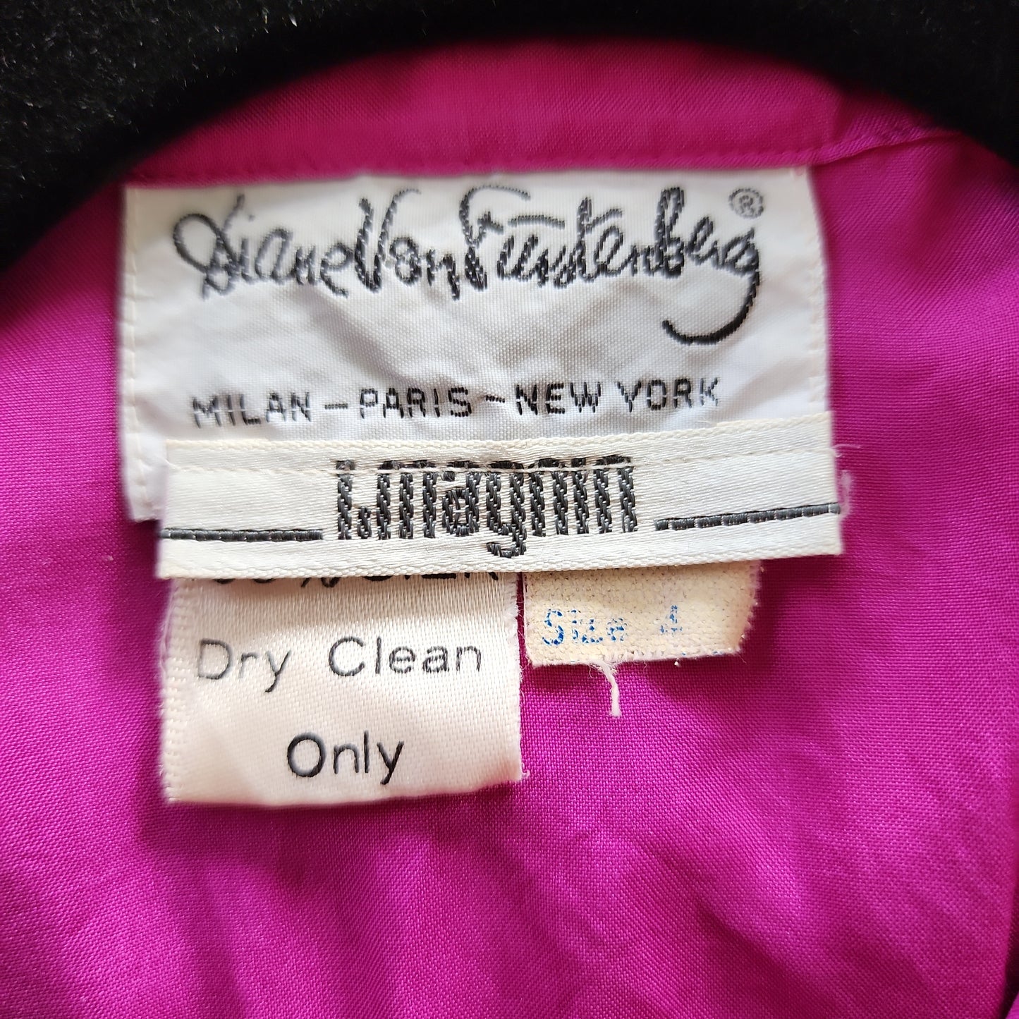 70s Diane Von Furstenberg Dress in Purple Silk w/Blue Trim & Matching Sash Belt / M