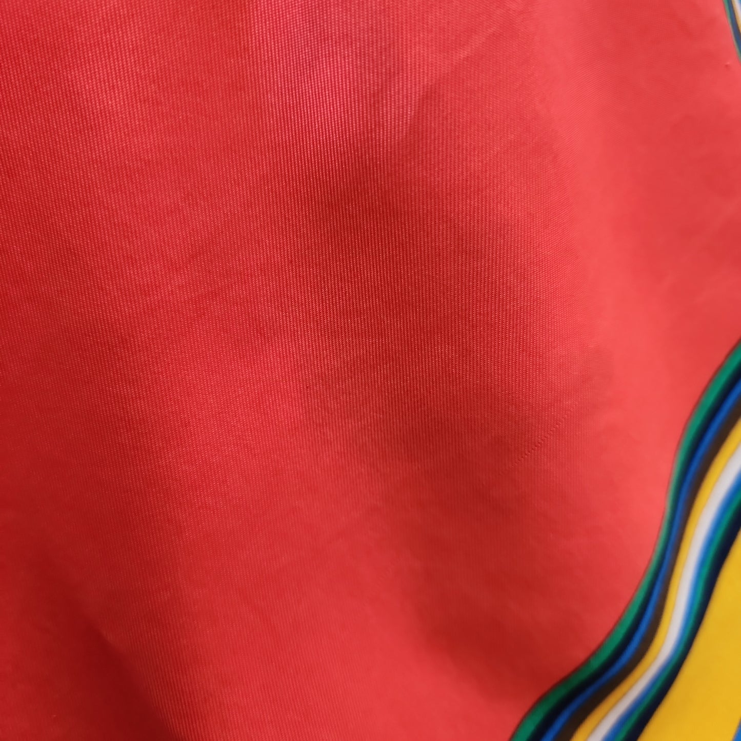 80s Yves Saint Laurent Vintage Orange Yellow Green Geometric Print Silk Scarf