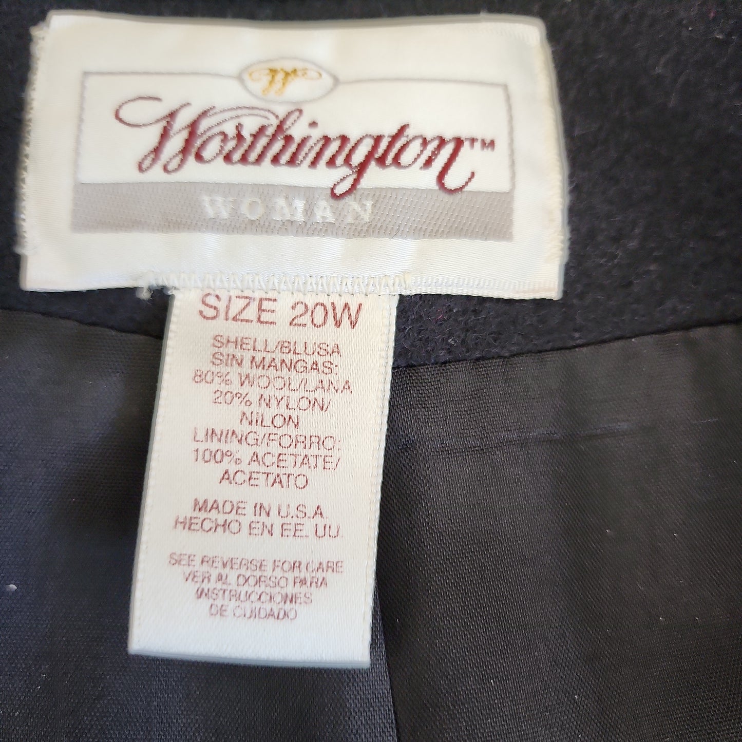 80s Black Wool Swing Coat by Worthington Woman Plus Size XXL