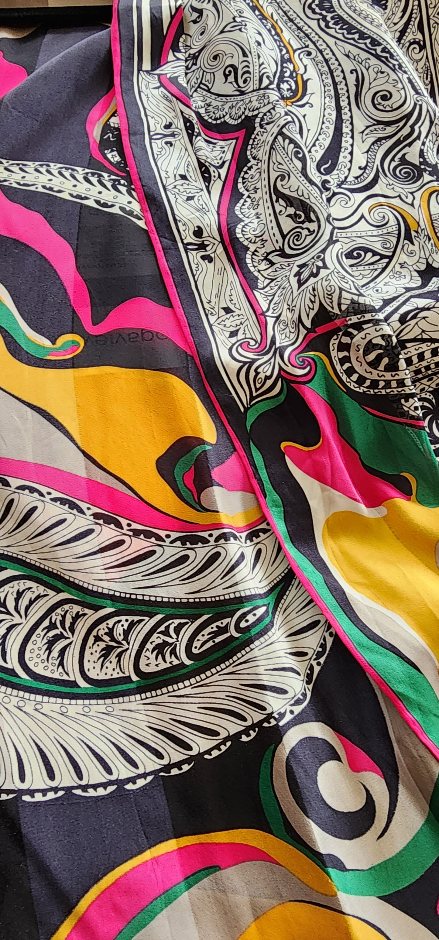 Colorful Silk Print Duster / Psychedelic Robe by Christian Fischbacher Christian Fischbacher / One Size