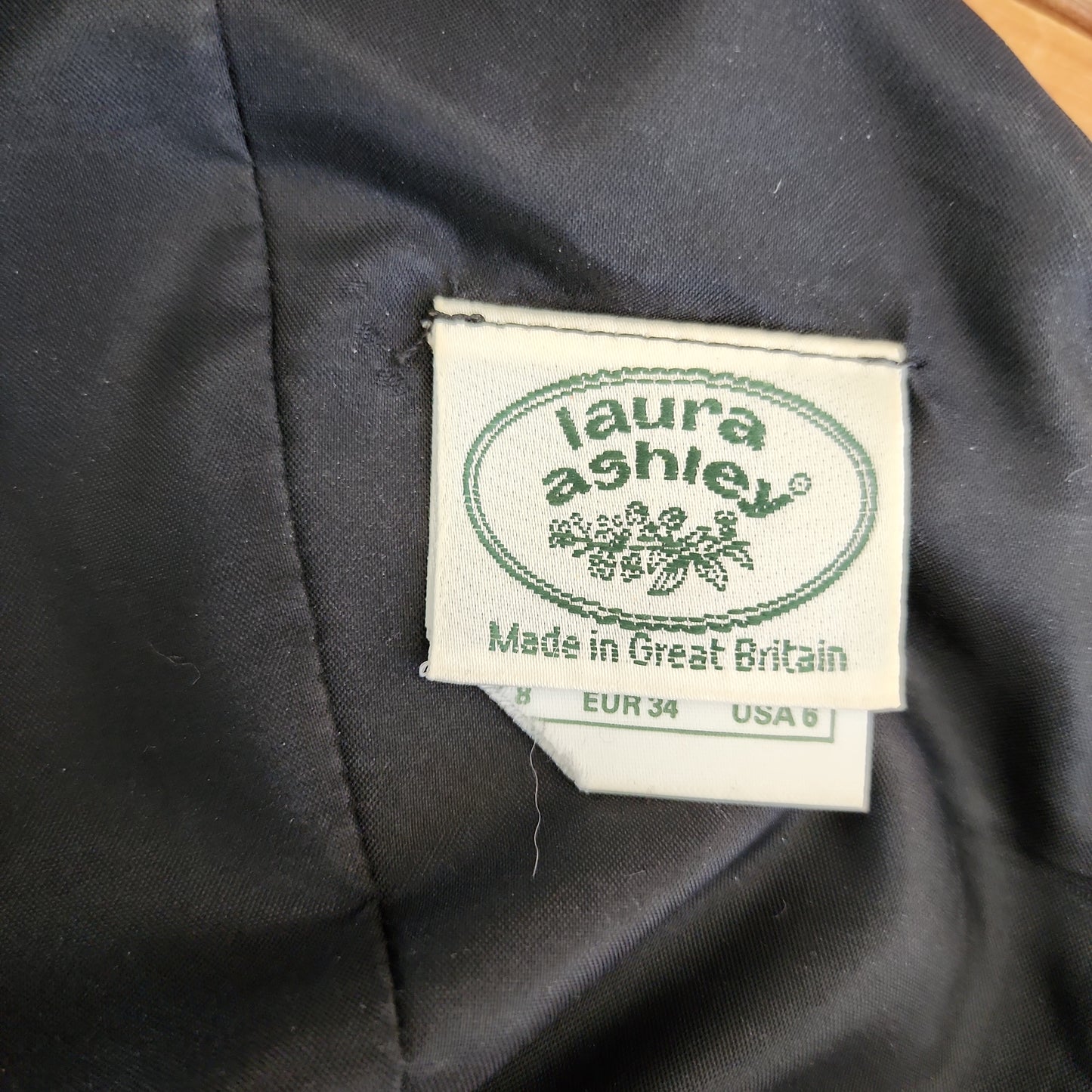 80s Black Velvet Party Dress by Laura Ashley w./ Short Puffed Sleeves / XS