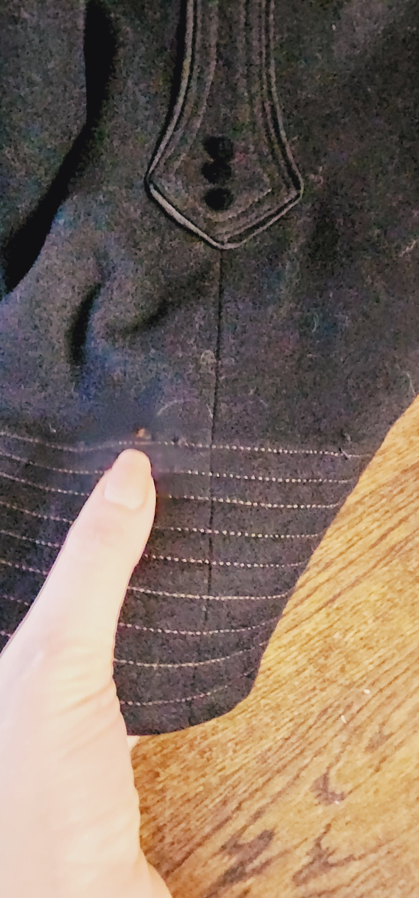 Antique Edwardian Long Black Wool Skirt with Embroidered Trim Medium