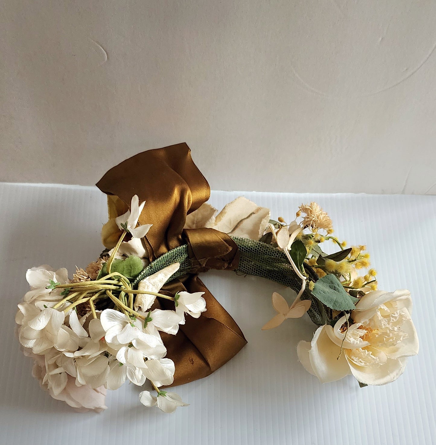 1940s Floral Headband Garland Hat Fascinator Vintage Bridal Headpiece Wedding