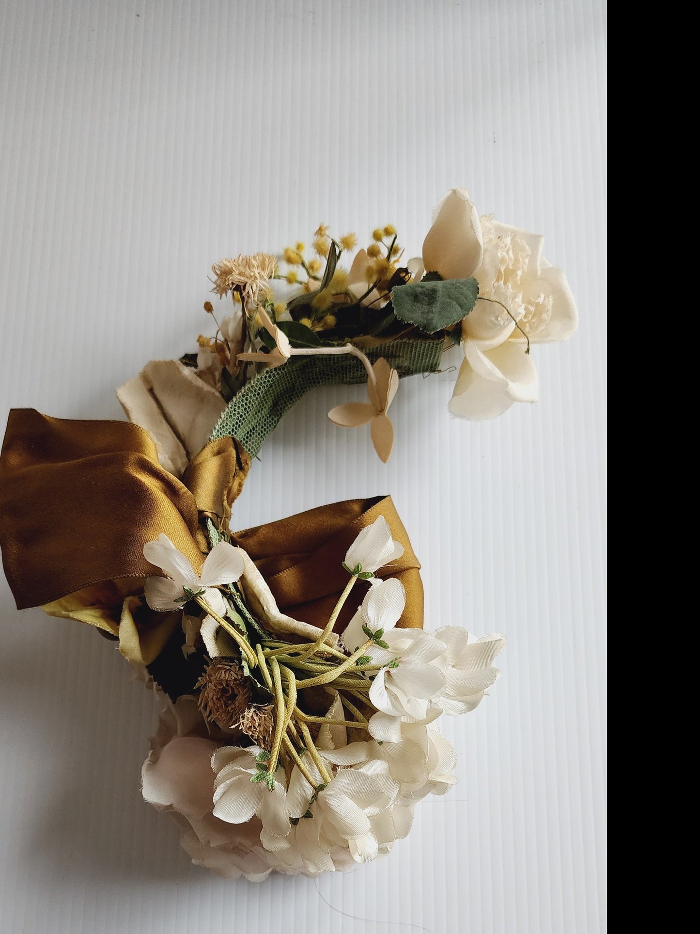 1940s Floral Headband Garland Hat Fascinator Vintage Bridal Headpiece Wedding