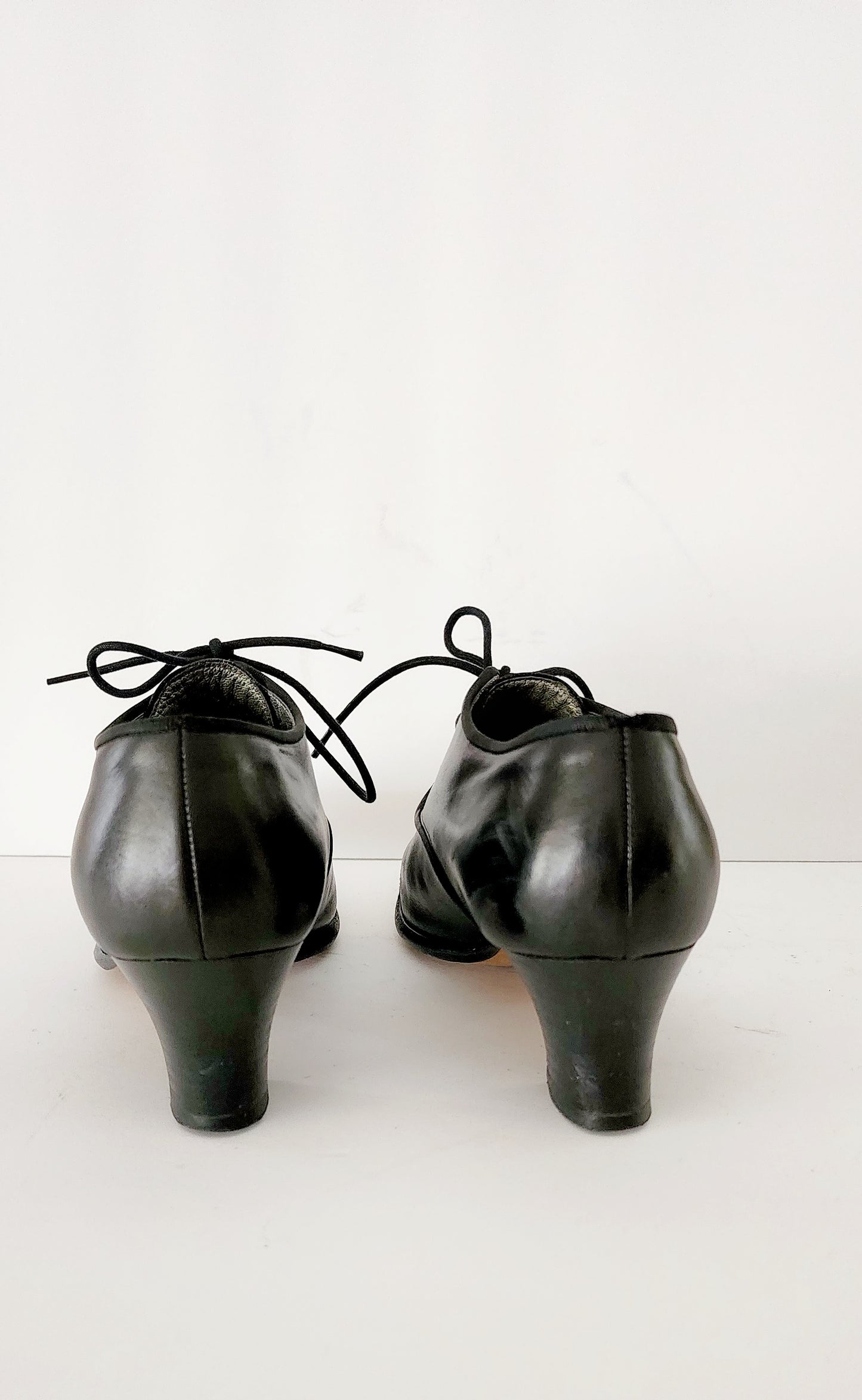 90s Black Lace Up Oxfords Heels Susan Bennis Warren Edwards Size 7