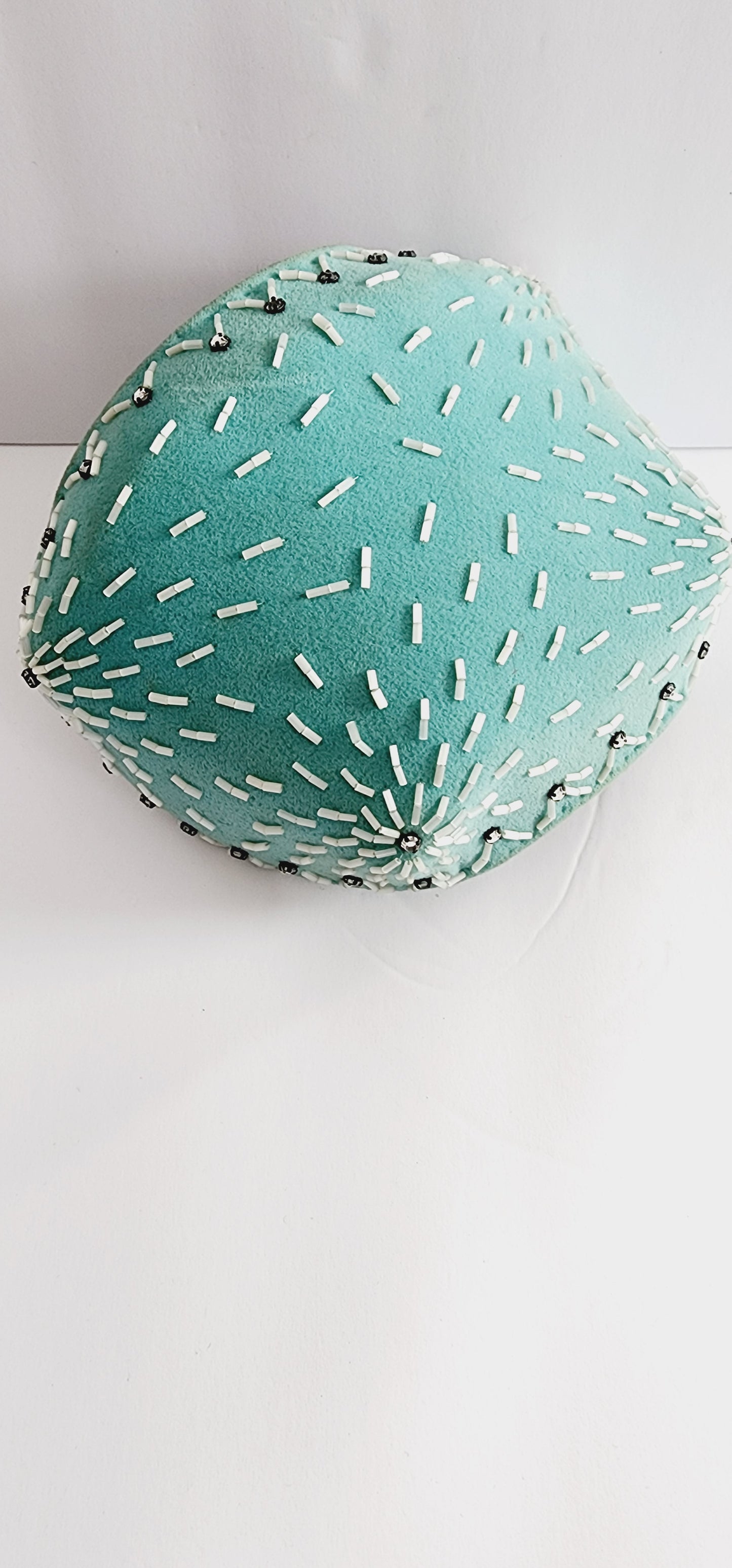50s Pale Blue Cocktail Hat w/Mother of Pearl Beading Handmade