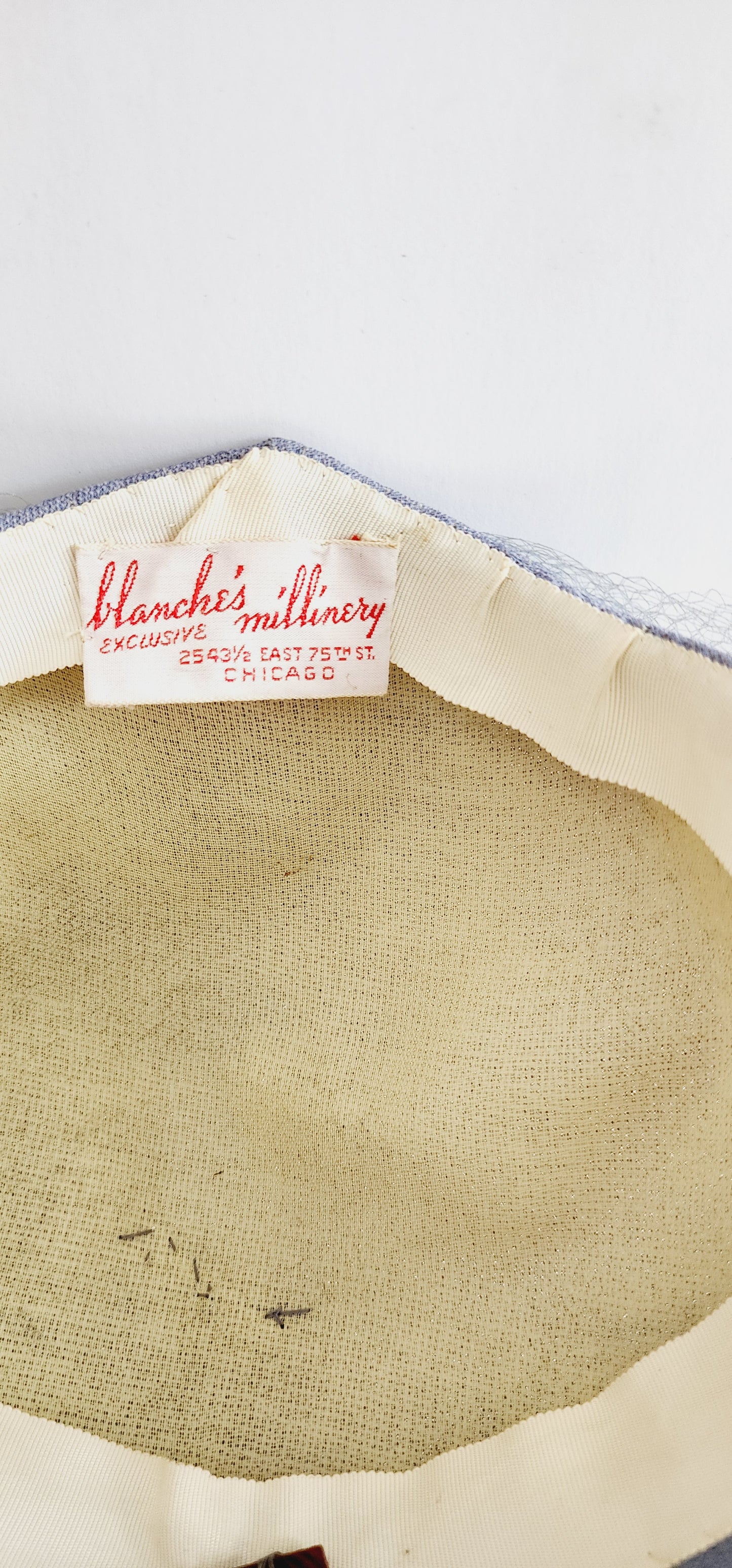 1940s or 1950s Gray Halo or Tricorn Hat with Veil a la Elizabethan Age