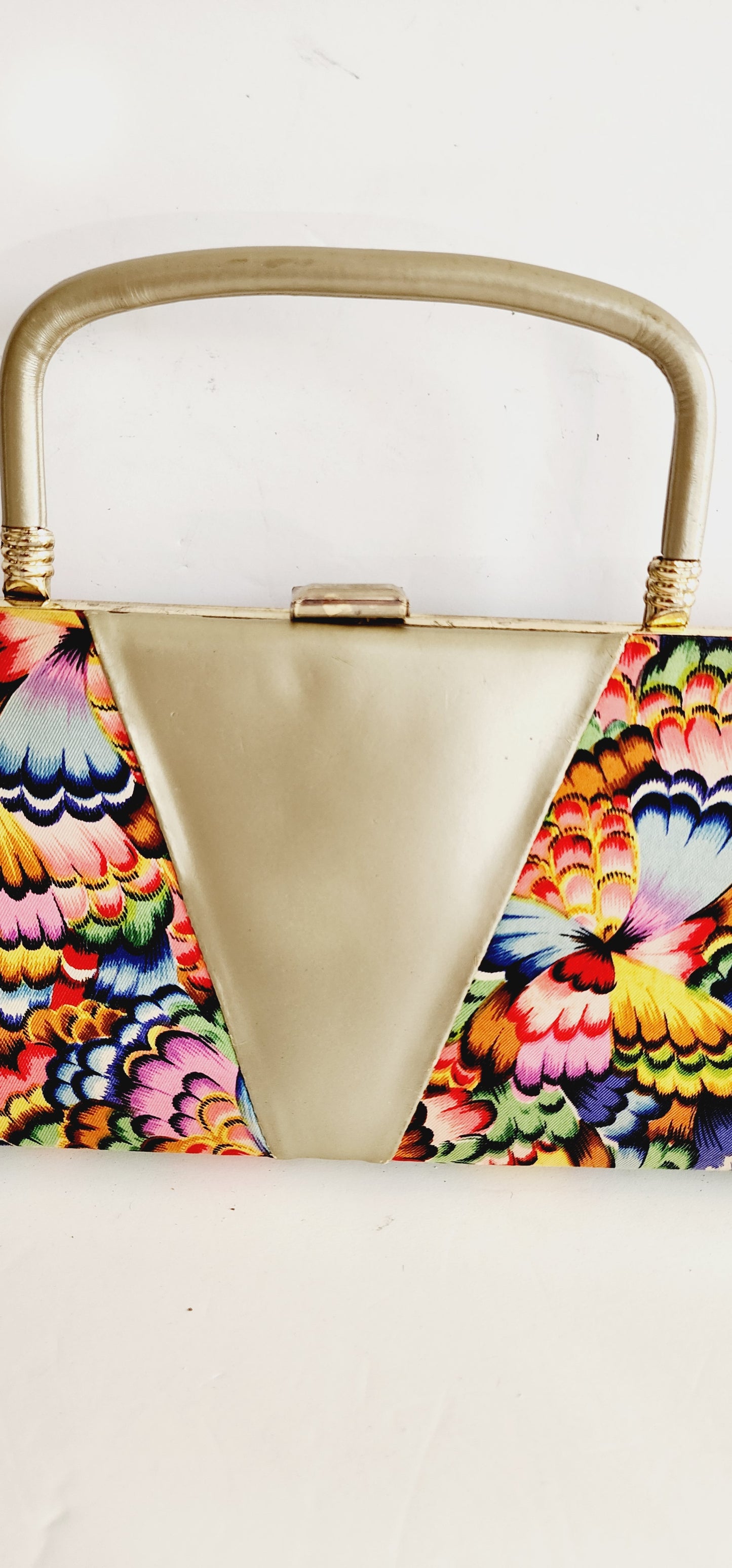 60s Top Handle Bag Colorful Silkprint Rectangular