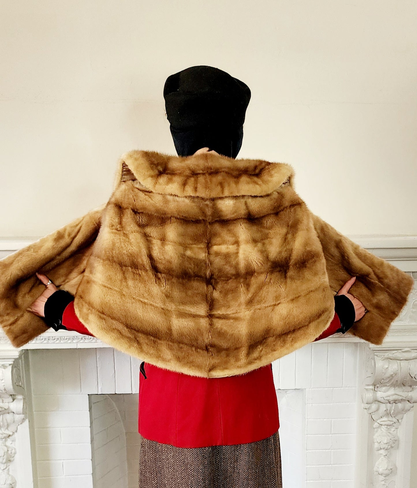 50s Blond Mink Fur Stole Wrap by JS Rich