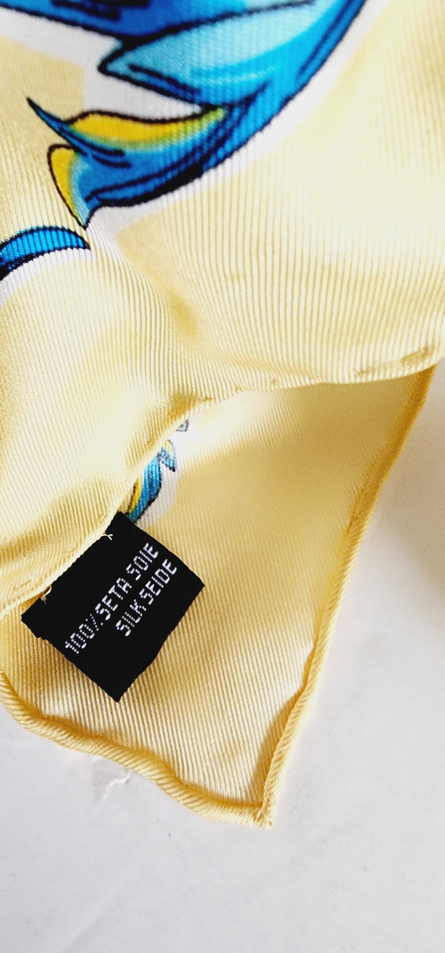 90s Silkprint Scarf w/Horoscope Chart Zodiac Design Yellow Blue Pink