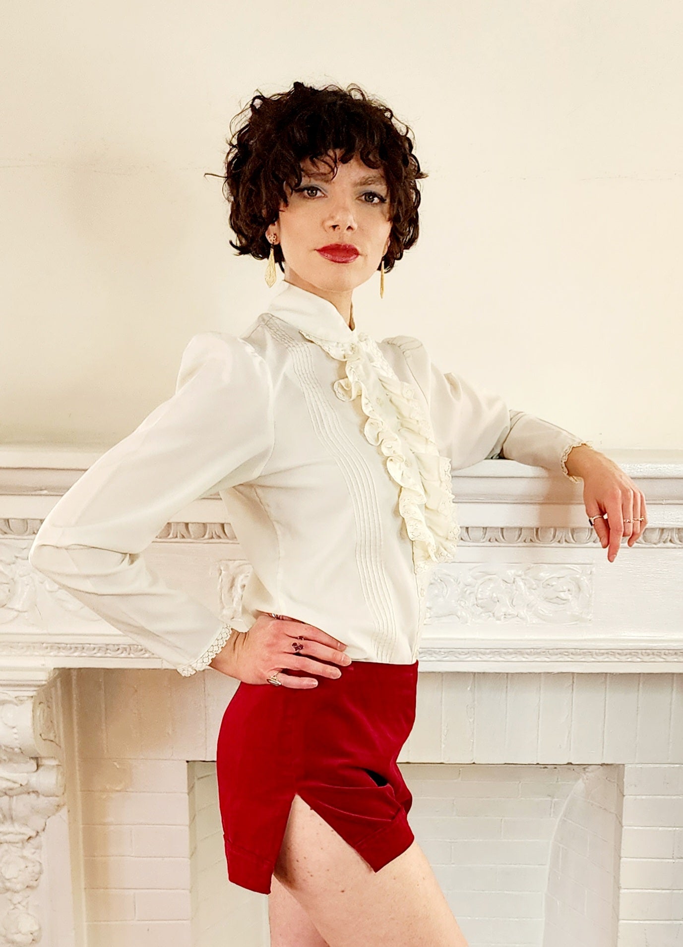 1970s Boho Ensemble of Shirt, Hot Pants-Shorts and Split Front Skirt by New Dimension/S