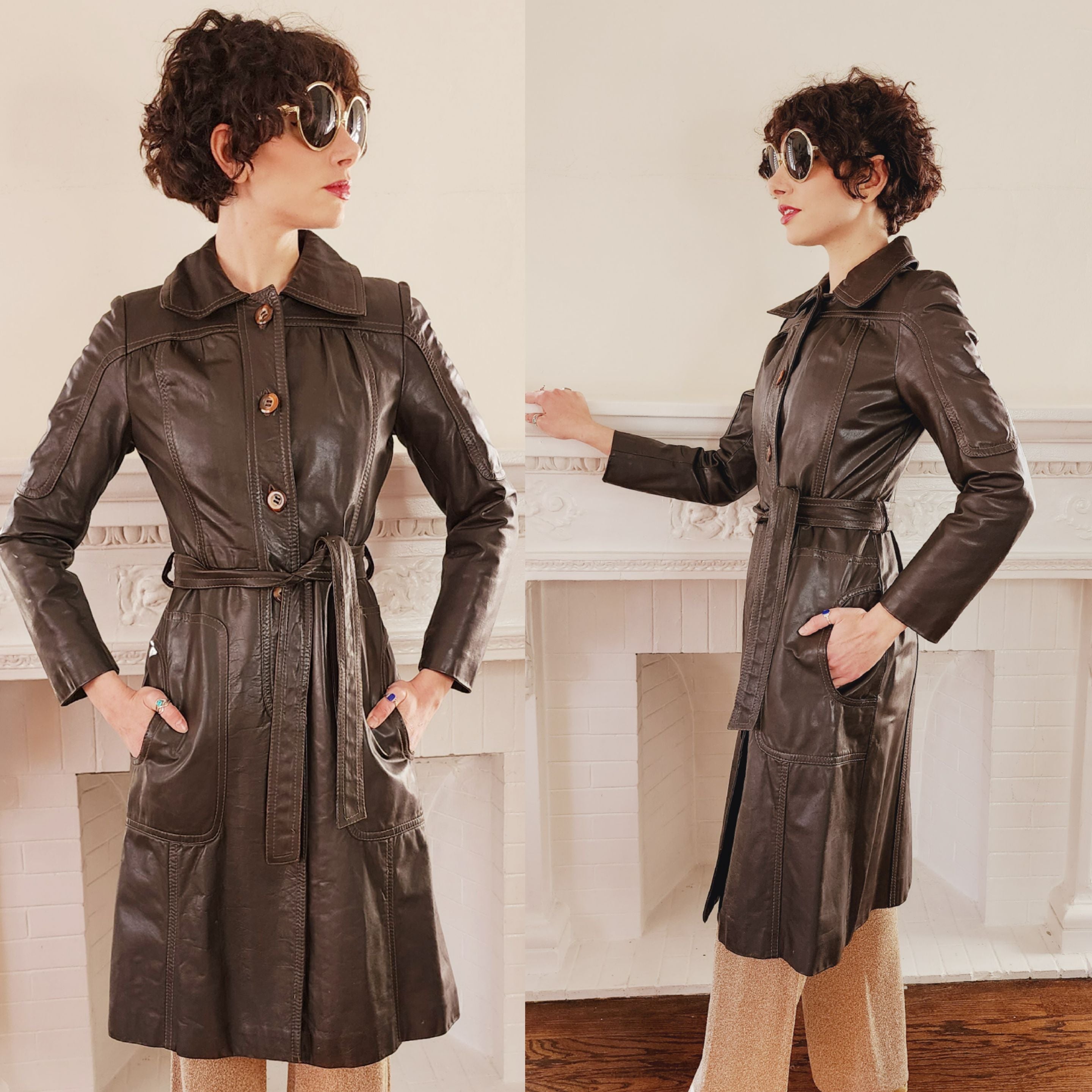 Vintage hot sale leather trench