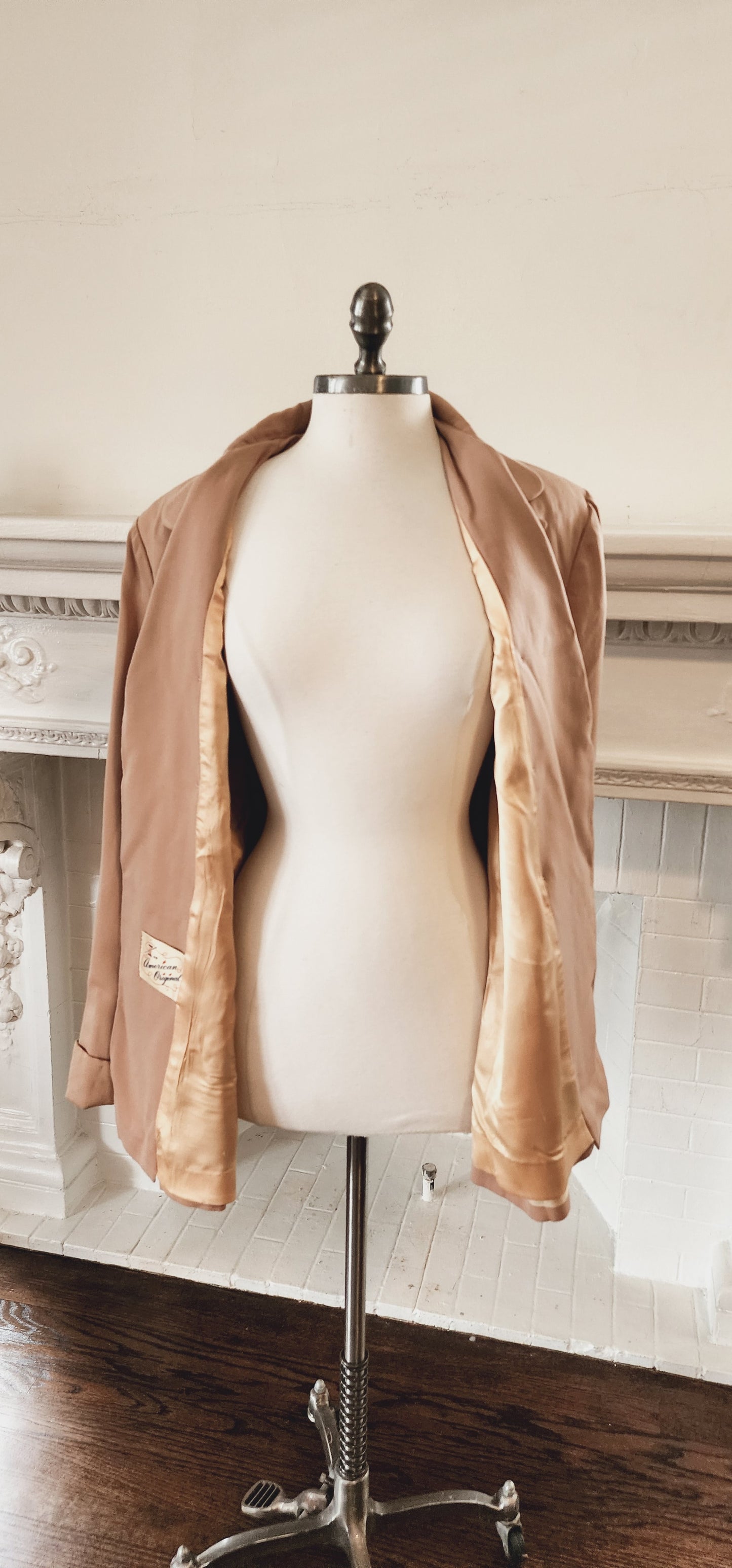 40s Beige Wool Swing Style Jacket with Decorative Buttons / An American Original / AS IS