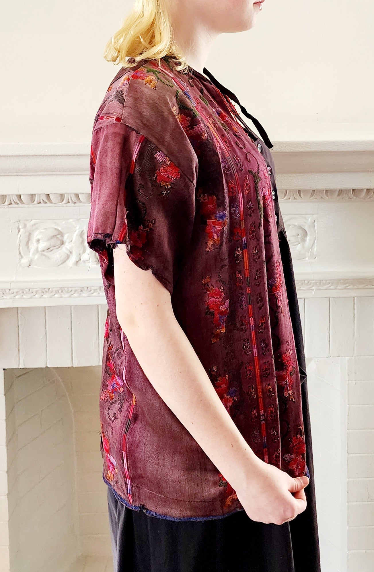 Vintage Purple Mauve Cotton Jacket w/Embroidery & Beading in Ethnic Traditional Style / M