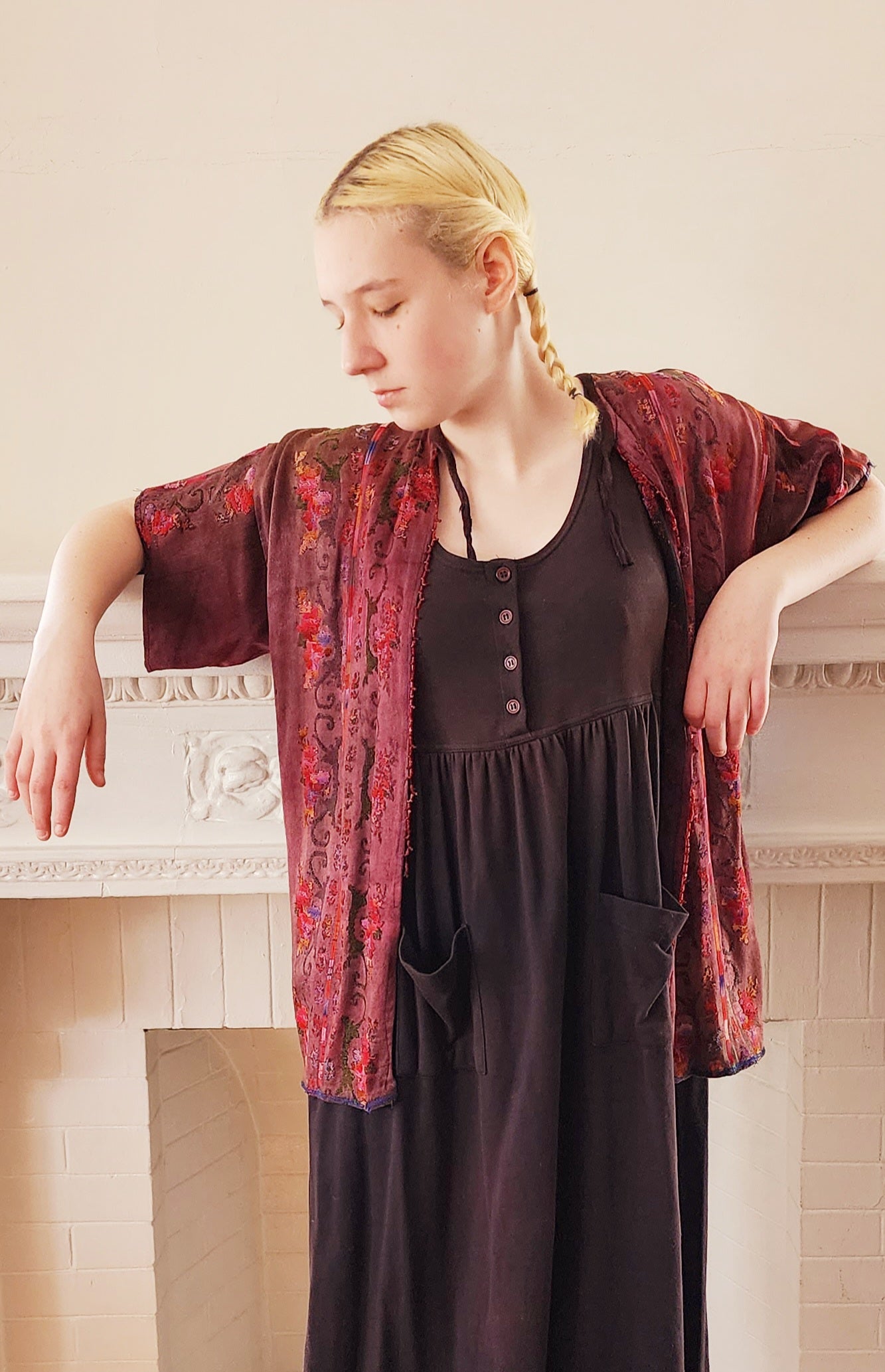 Vintage Purple Mauve Cotton Jacket w/Embroidery & Beading in Ethnic Traditional Style / M