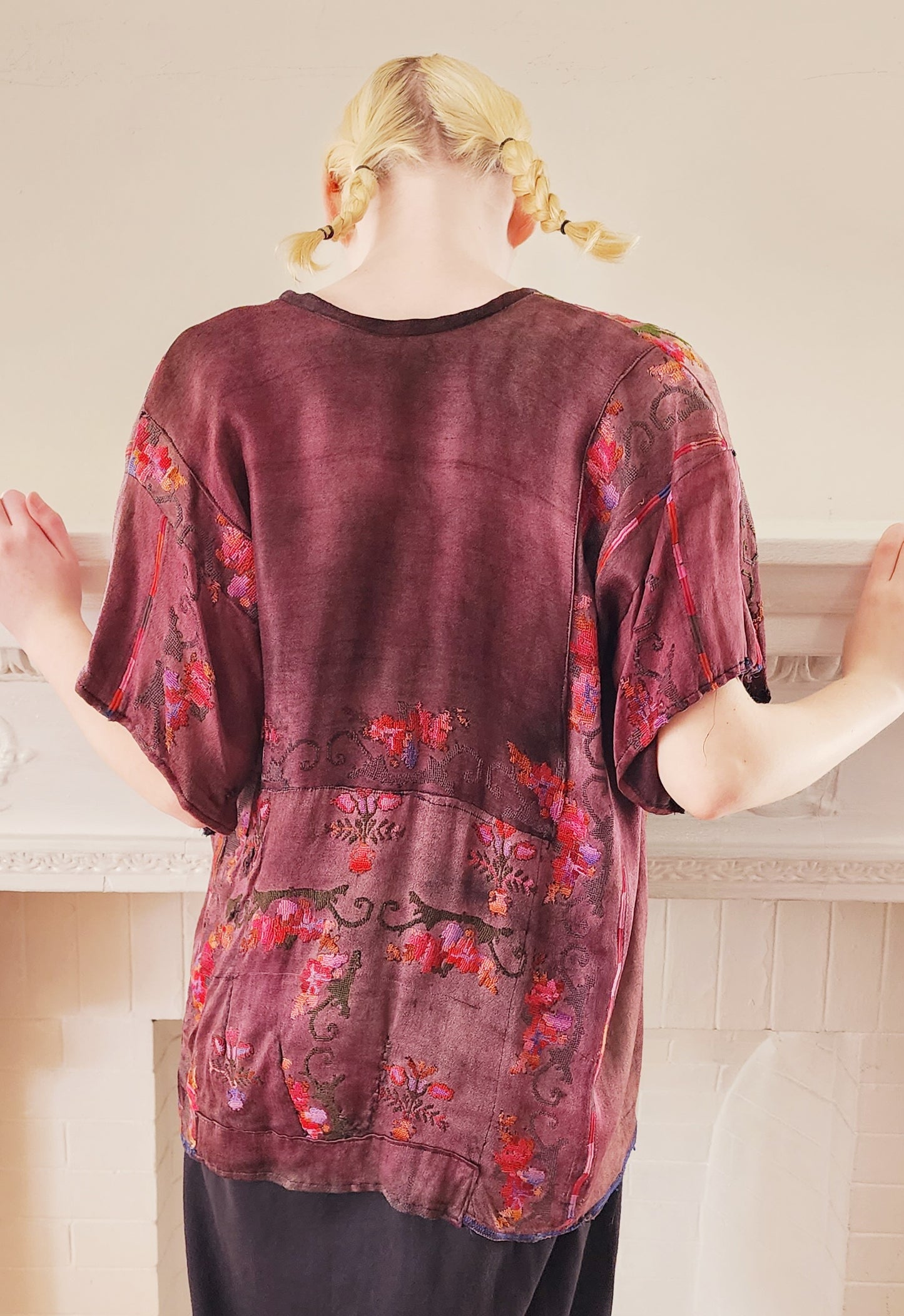 Vintage Purple Mauve Cotton Jacket w/Embroidery & Beading in Ethnic Traditional Style / M