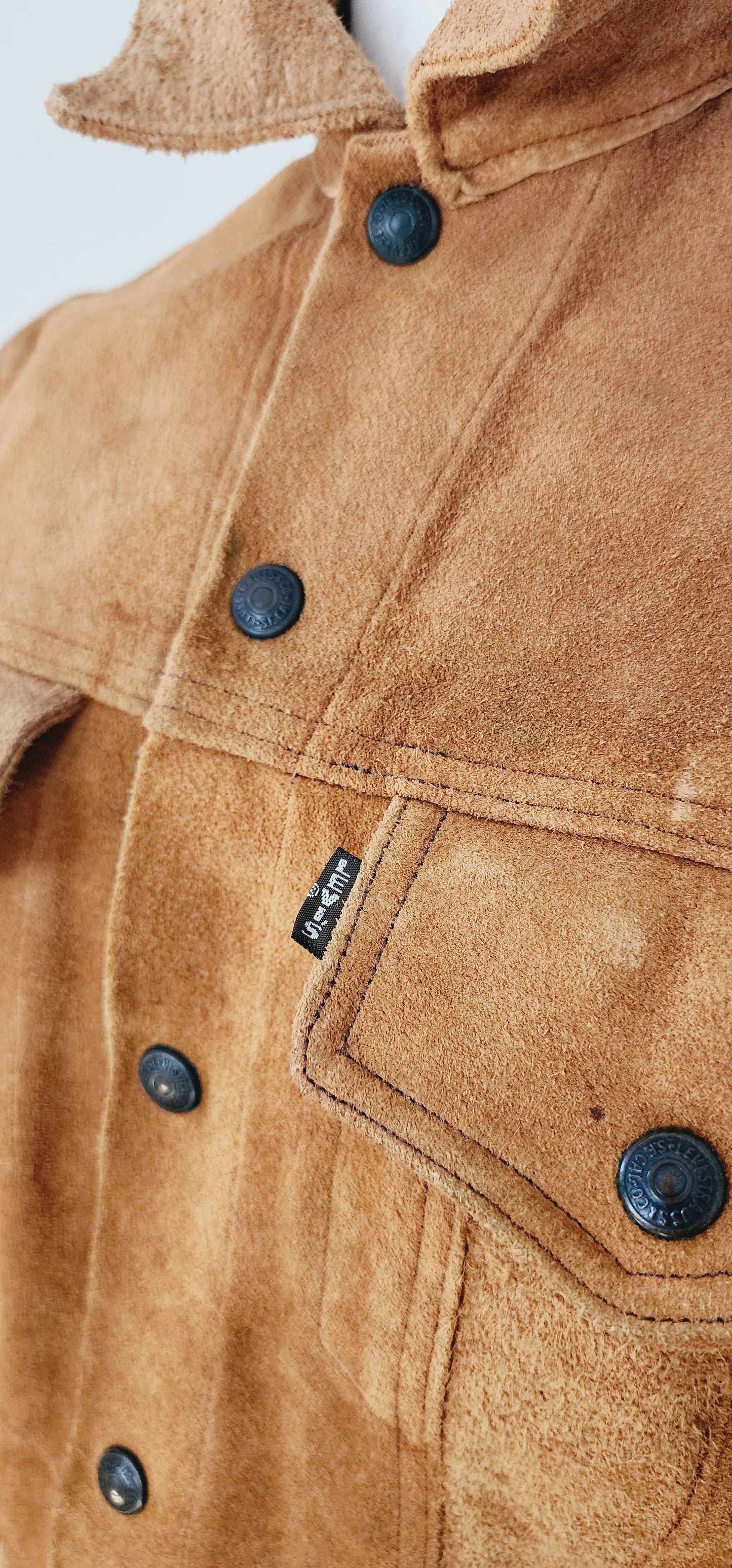 60s Levi's Big E Suede Leather Trucker Jacket Western Motorcycle Rocker