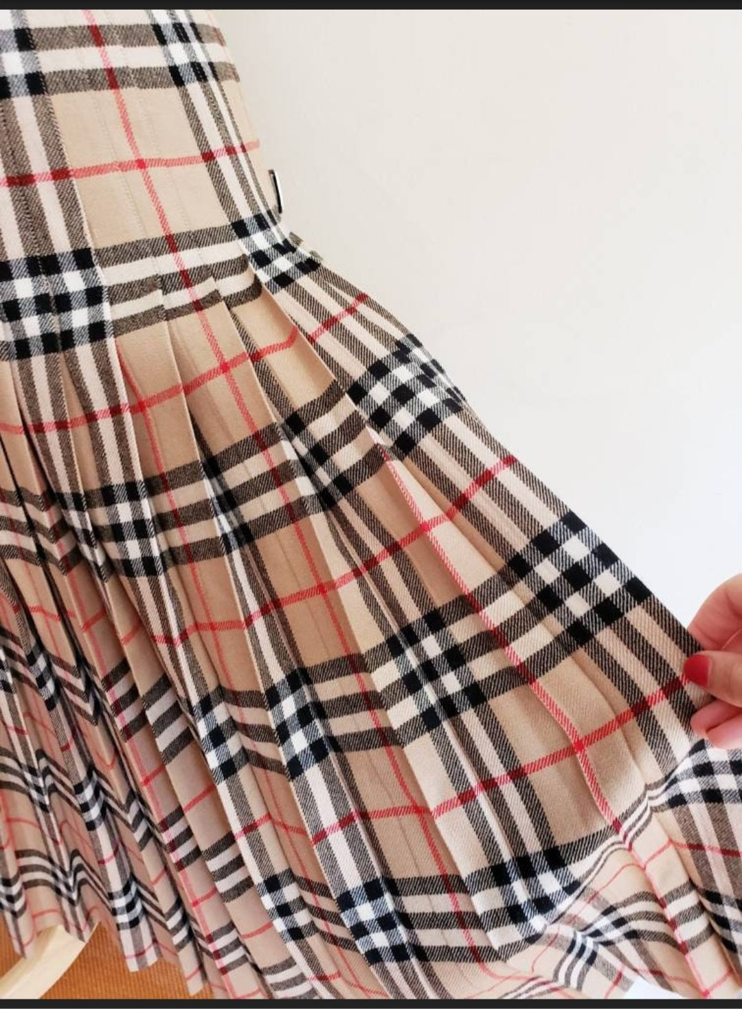 1970s Burberry Skirt Signature Plaid Wrap Around Kilt Archive Beige / 70s Designer British Tartan House Check Pleated Midi Skirt / M
