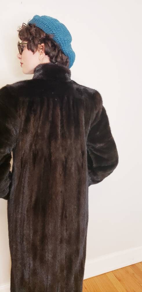 1980s Ranch Mink Fur Coat by Hana K Brown Long