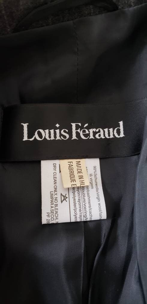 1980s Gray Wool Pinstriped Blazer Louis Feraud 80s Tailored Designer Jacket Minimalist