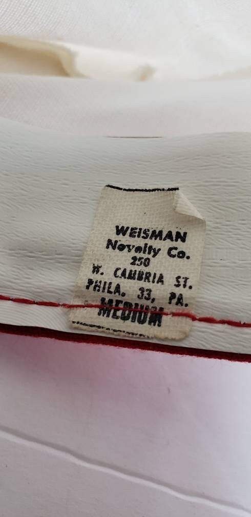 1960s Souvenir Cap Tourist Biscayne Belle Nautical Naval Navy Red and White Tam Beret with Pom-Pom