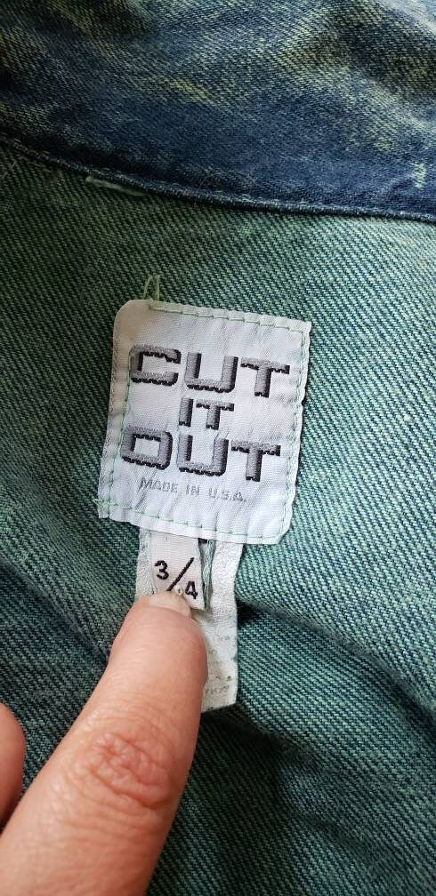 1980s Acid Wash Denim Dress Button Down Front / 80s Blue Jeans Dress Dolman Sleeves Drop Waist / Cut it Out Small