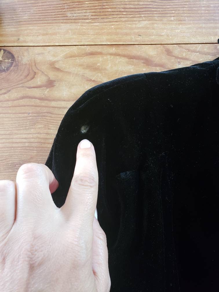 1930s Black Velvet Opera Coat Maxi Length Ruffled Collar / 30s Evening Wm Taylor & Sons M to L / Duteille