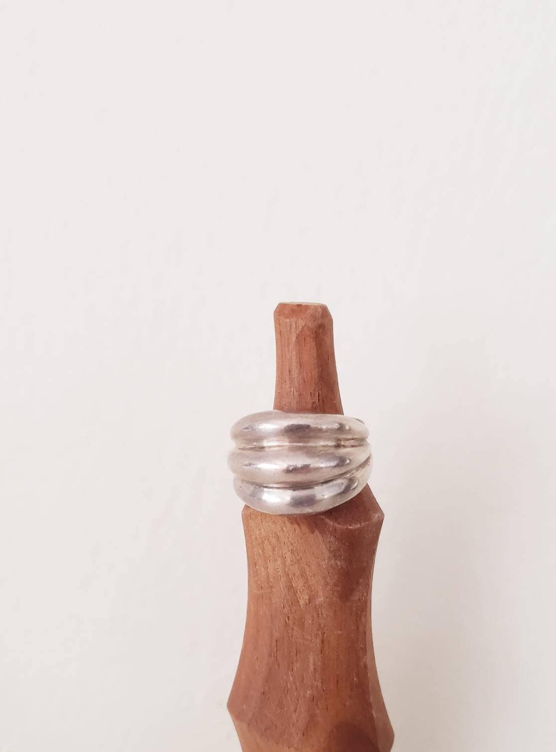 Vintage Ring Mexican Silver Taxco / Rounded Tiered Nub Stamped Silver Ring TN-47 / Size 10/ Damia