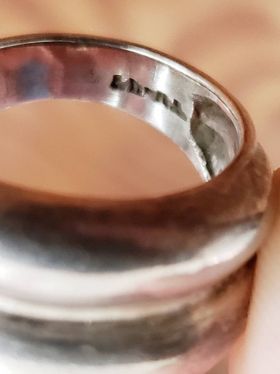 Vintage Ring Mexican Silver Taxco / Rounded Tiered Nub Stamped Silver Ring TN-47 / Size 10/ Damia