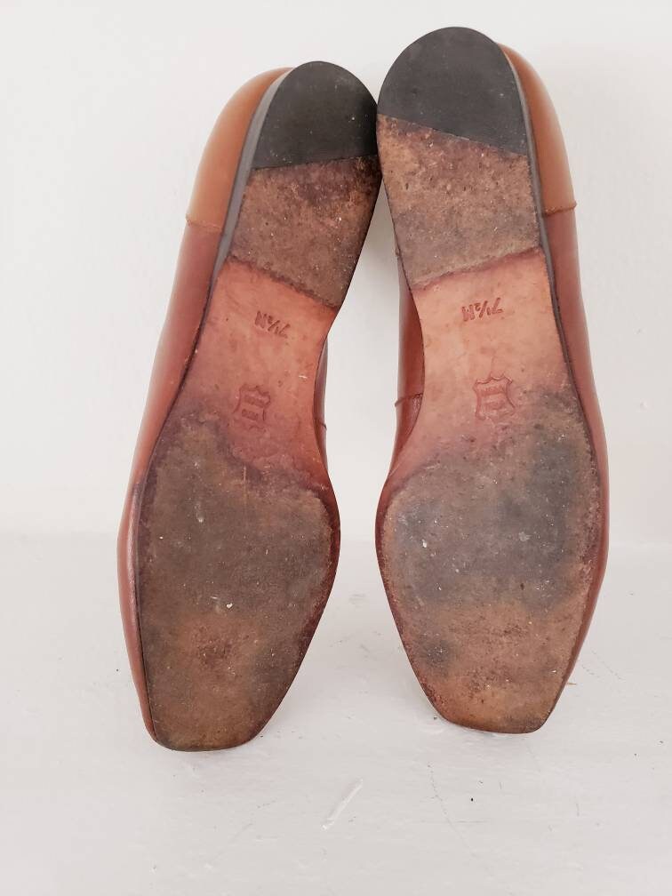 Vintage Brown Loafers Enzo Angiolini Y2k Minimalist / Ladies Brown Leather Flats Shoes 7.5 / Carya