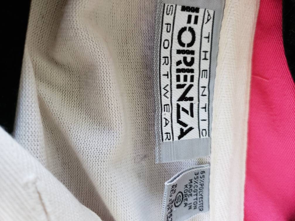 1980s Mens Forenza Jersey Pullover Shirt Pink White Lime Green / Long Sleeved 80s Collared Shirt Unisex / S / Garlyn
