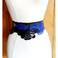 Vintage 80s Belt Snakeskin Leather Blue Beige Black Sash Tie