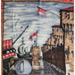 Vintage 40s Silk Scarf Italian Renaissance Painting Venice Port Ships Carpaccio Marshall Field