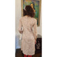 Vintage 60s Metallic Print Dress Beige Gold Tannel Knits / M
